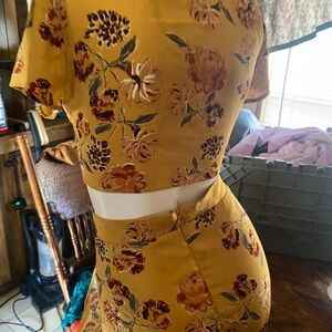 Floral Yellow Two-Piece Outfit